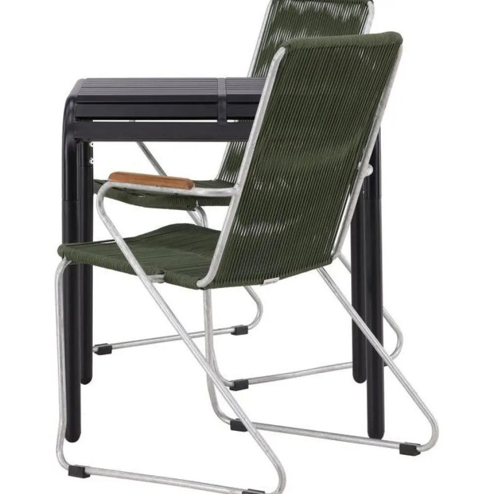 Online Venture Home Parvekeryhmä , 70x70cm musta Borneo-pöytä + 2 mustaa Bois-tuolia