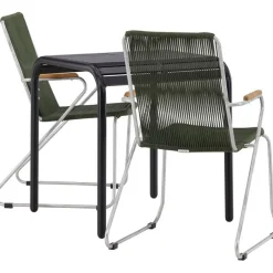 Online Venture Home Parvekeryhmä , 70x70cm musta Borneo-pöytä + 2 mustaa Bois-tuolia