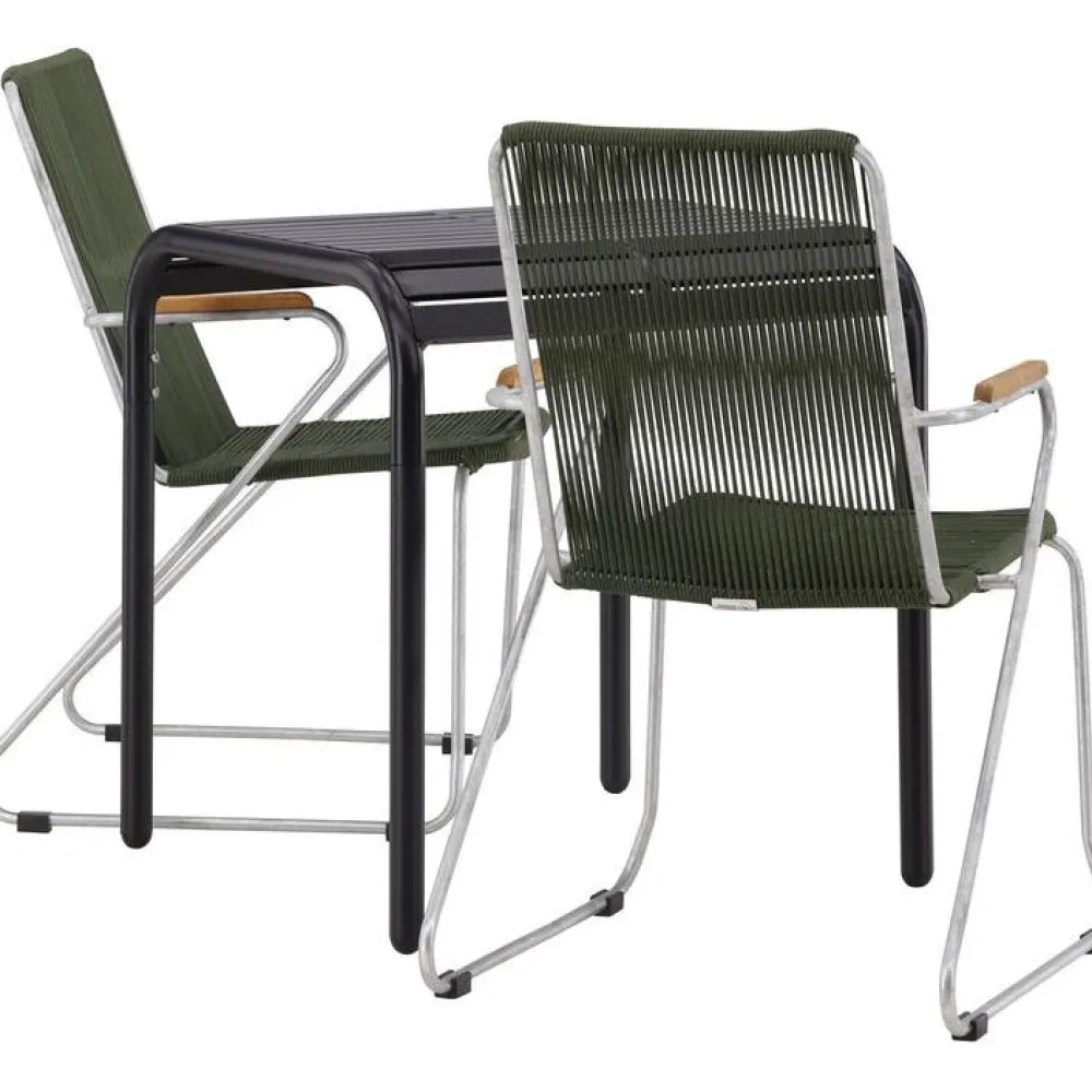 Online Venture Home Parvekeryhmä , 70x70cm musta Borneo-pöytä + 2 mustaa Bois-tuolia
