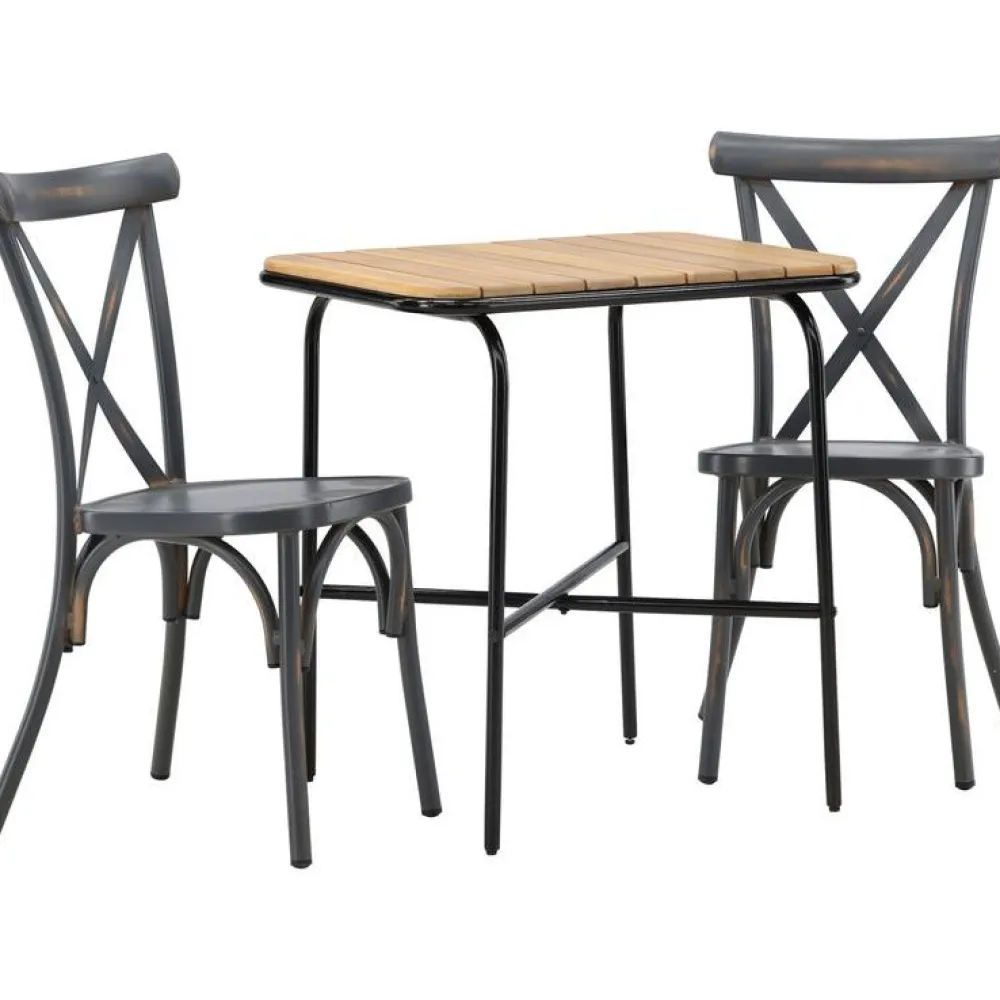 Best Venture Home Parvekeryhmä , 88x70cm Holmbeck-pöytä + 2 mustaa Tablas-tuolia