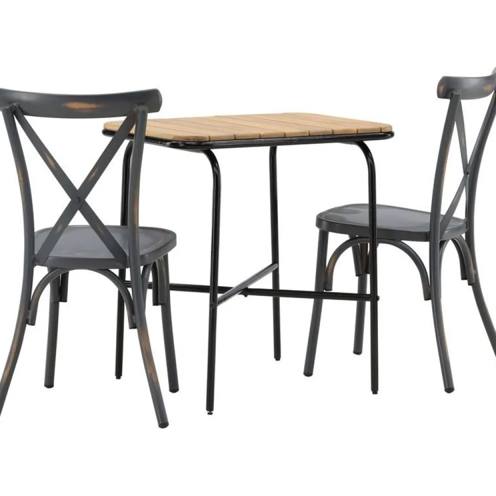 Best Venture Home Parvekeryhmä , 88x70cm Holmbeck-pöytä + 2 mustaa Tablas-tuolia