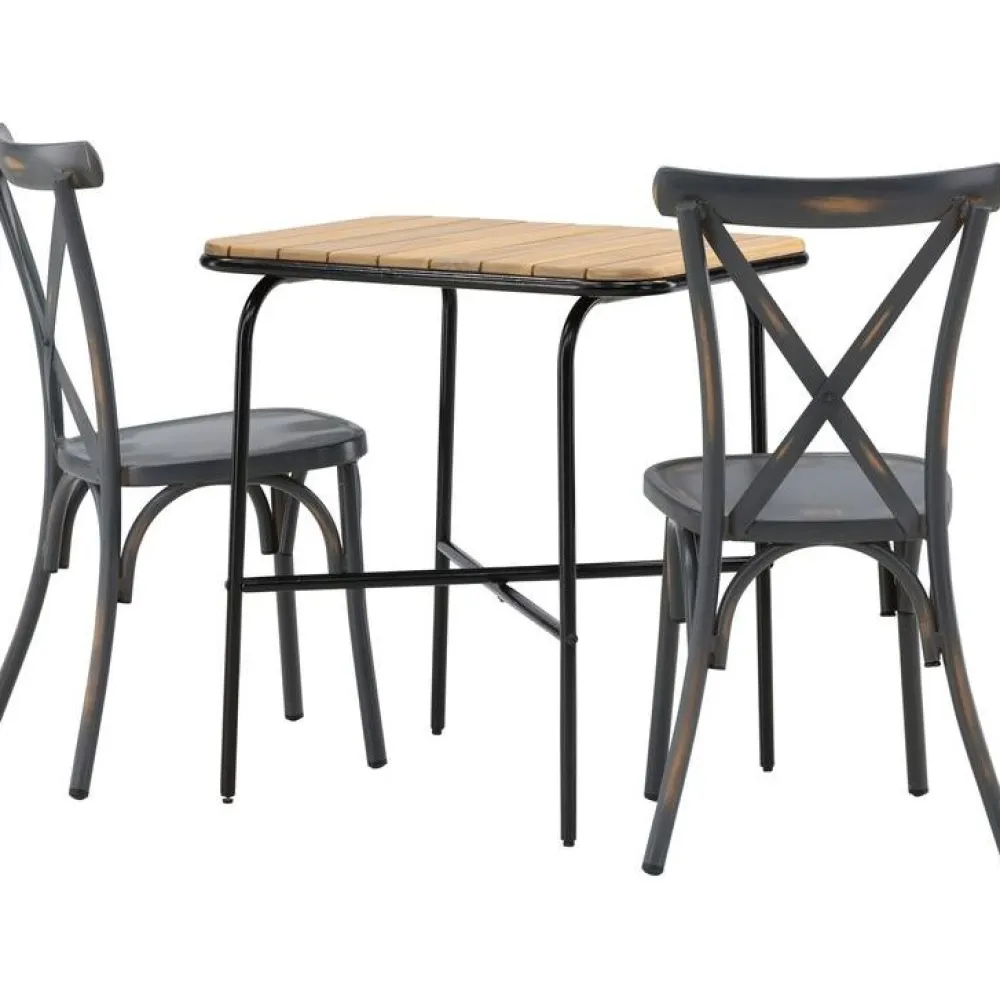 Best Venture Home Parvekeryhmä , 88x70cm Holmbeck-pöytä + 2 mustaa Tablas-tuolia