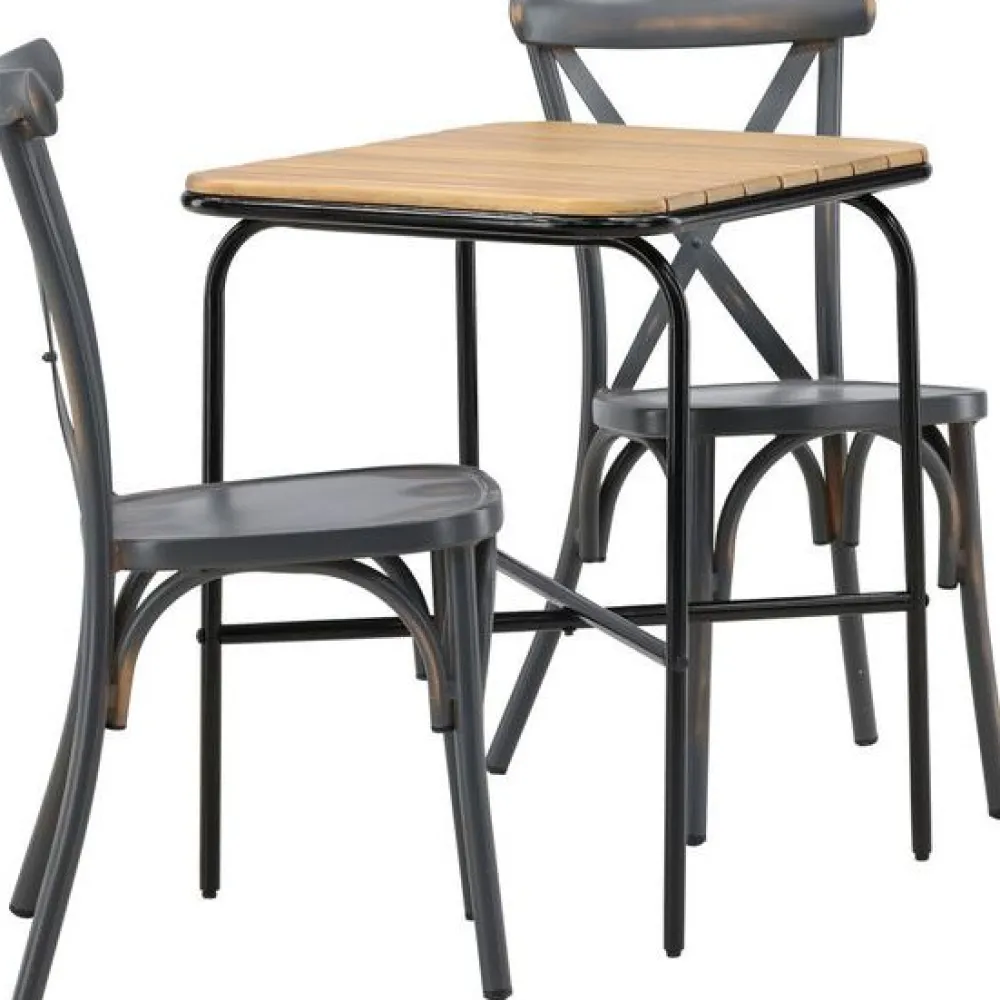 Best Venture Home Parvekeryhmä , 88x70cm Holmbeck-pöytä + 2 mustaa Tablas-tuolia
