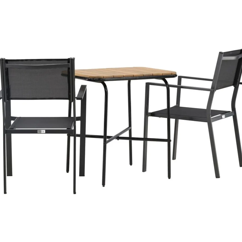 Sale Venture Home Parvekeryhmä , 88x70cm Holmbeck-pöytä + 2 mustaa Copacabana-tuolia