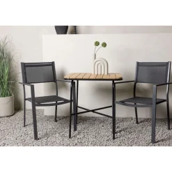 Sale Venture Home Parvekeryhmä , 88x70cm Holmbeck-pöytä + 2 mustaa Copacabana-tuolia