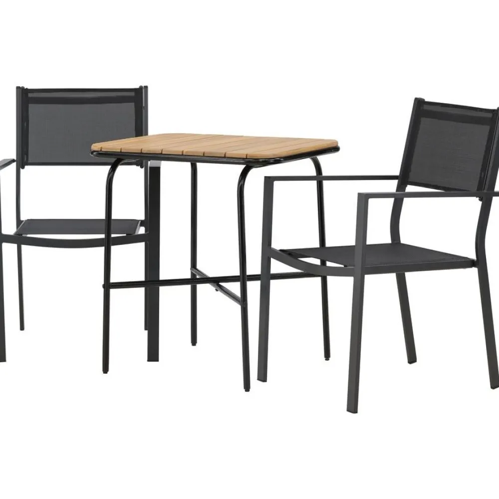 Sale Venture Home Parvekeryhmä , 88x70cm Holmbeck-pöytä + 2 mustaa Copacabana-tuolia