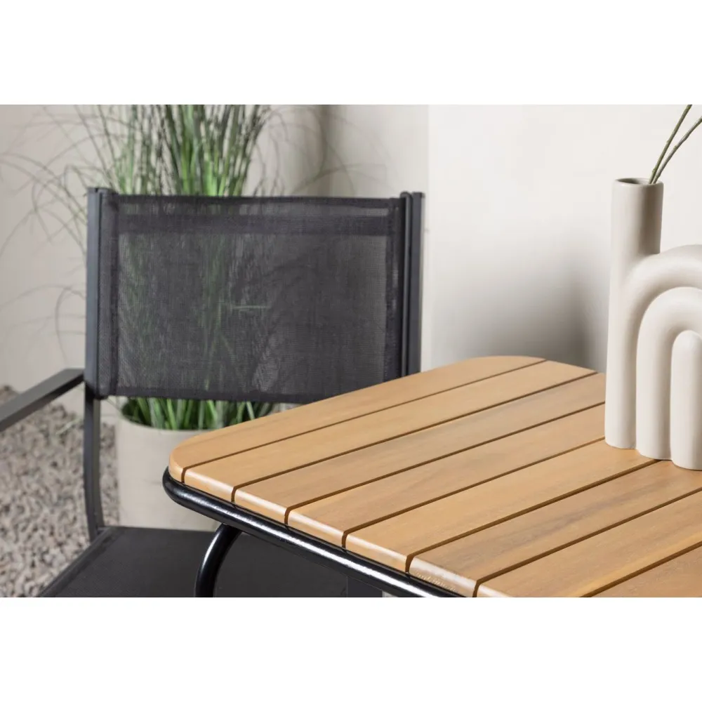 Sale Venture Home Parvekeryhmä , 88x70cm Holmbeck-pöytä + 2 mustaa Copacabana-tuolia