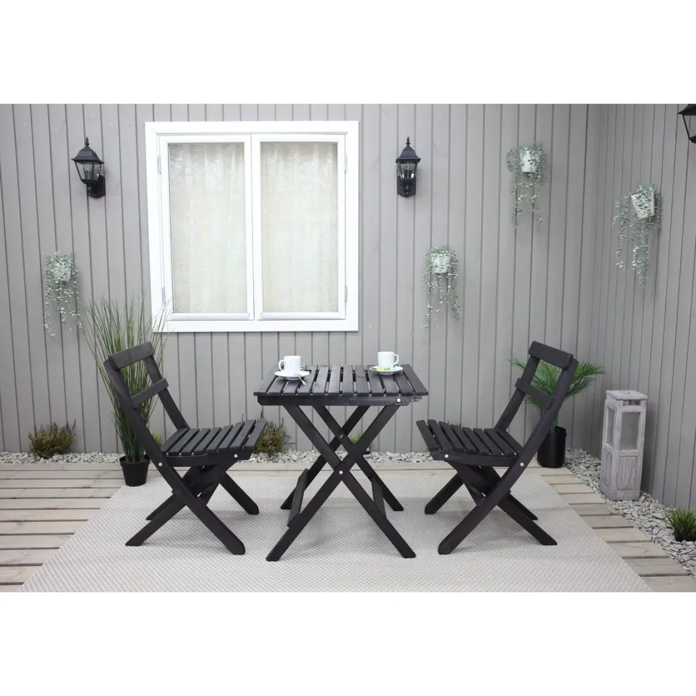 Best Baltic Garden Parvekesetti Wilma 65x65cm pöytä + 2 Knohult tuolia musta