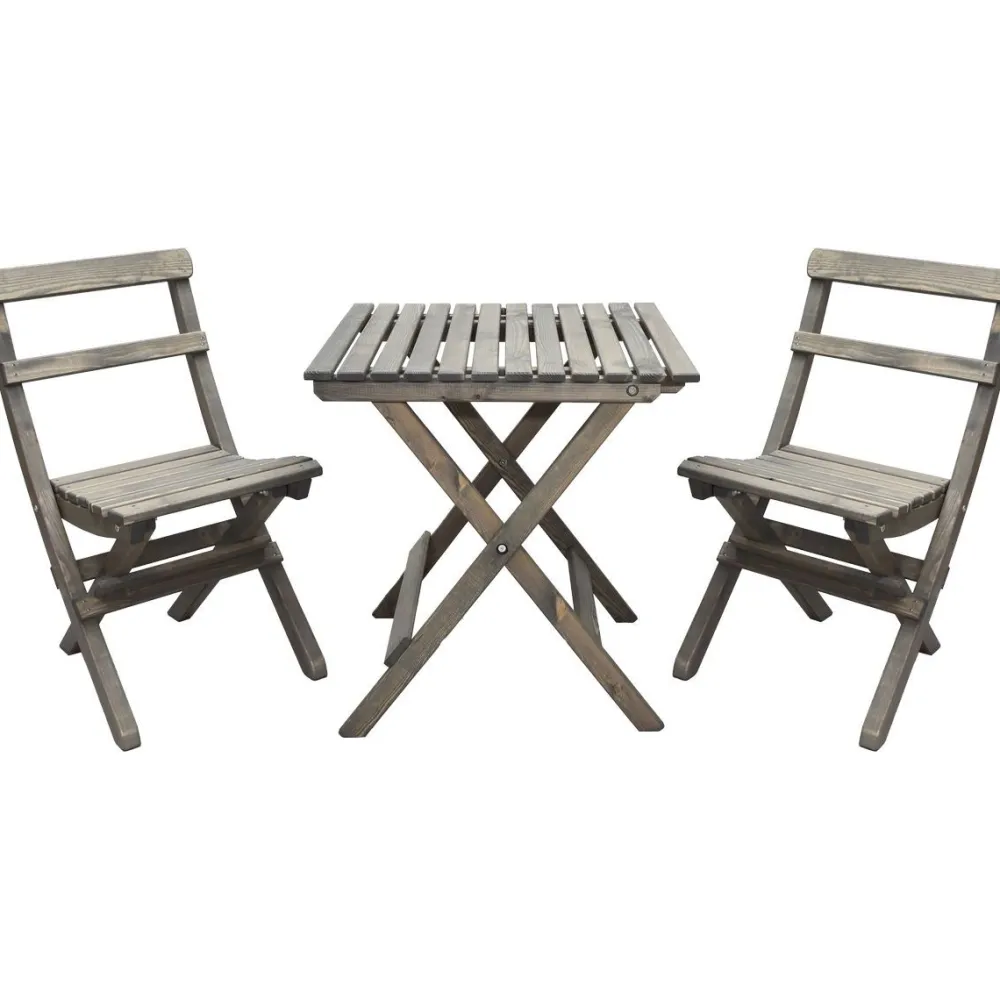 Best Baltic Garden Parvekesetti Wilma 65x65cm pöytä + 2 Knohult tuolia musta