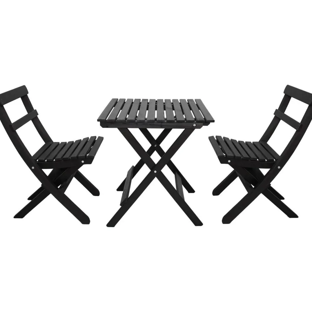Best Baltic Garden Parvekesetti Wilma 65x65cm pöytä + 2 Knohult tuolia musta