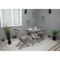 Best Baltic Garden Parvekesetti Wilma 65x65cm pöytä + 2 Knohult tuolia musta