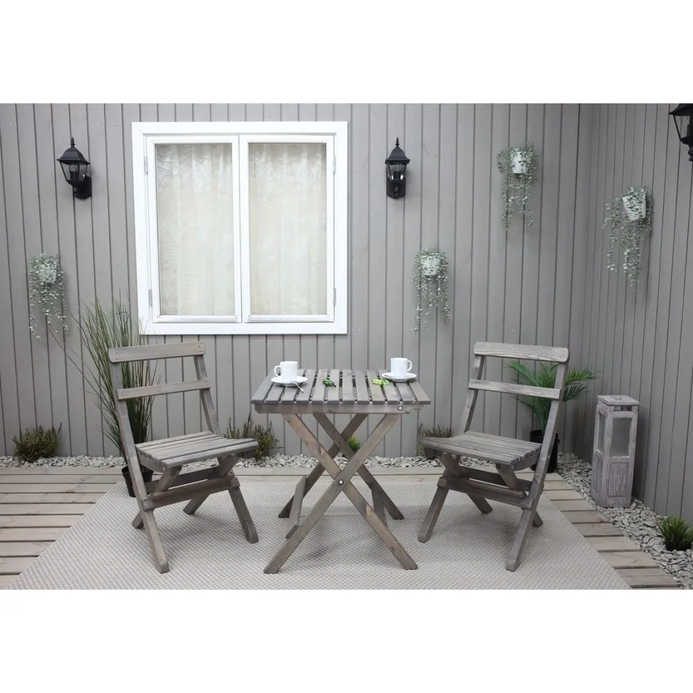Best Baltic Garden Parvekesetti Wilma 65x65cm pöytä + 2 Knohult tuolia musta