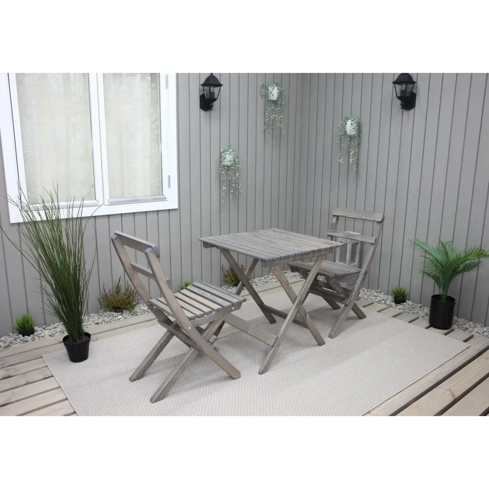 Best Baltic Garden Parvekesetti Wilma 65x65cm pöytä + 2 Knohult tuolia musta