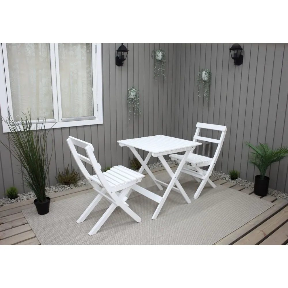 Best Baltic Garden Parvekesetti Wilma 65x65cm pöytä + 2 Knohult tuolia musta