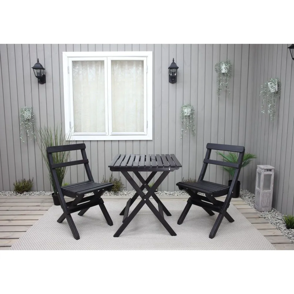 Best Baltic Garden Parvekesetti Wilma 65x65cm pöytä + 2 Knohult tuolia musta