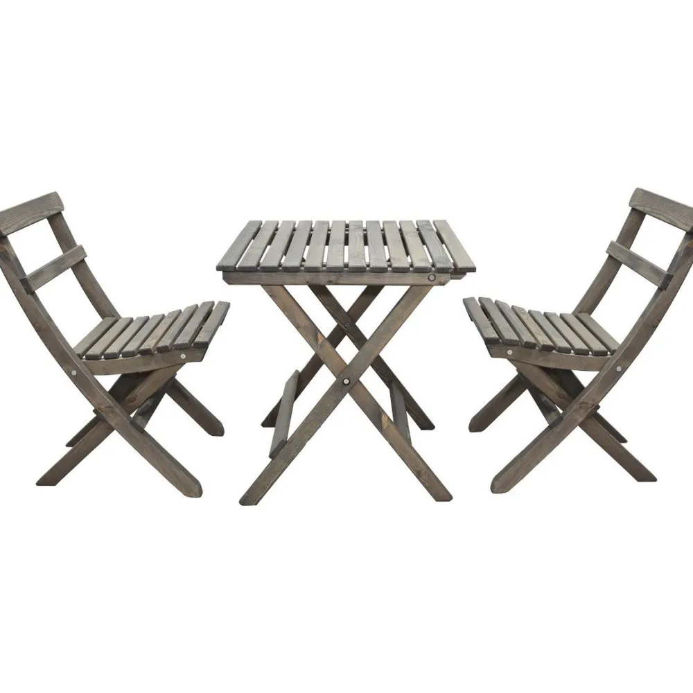 Best Baltic Garden Parvekesetti Wilma 65x65cm pöytä + 2 Knohult tuolia musta