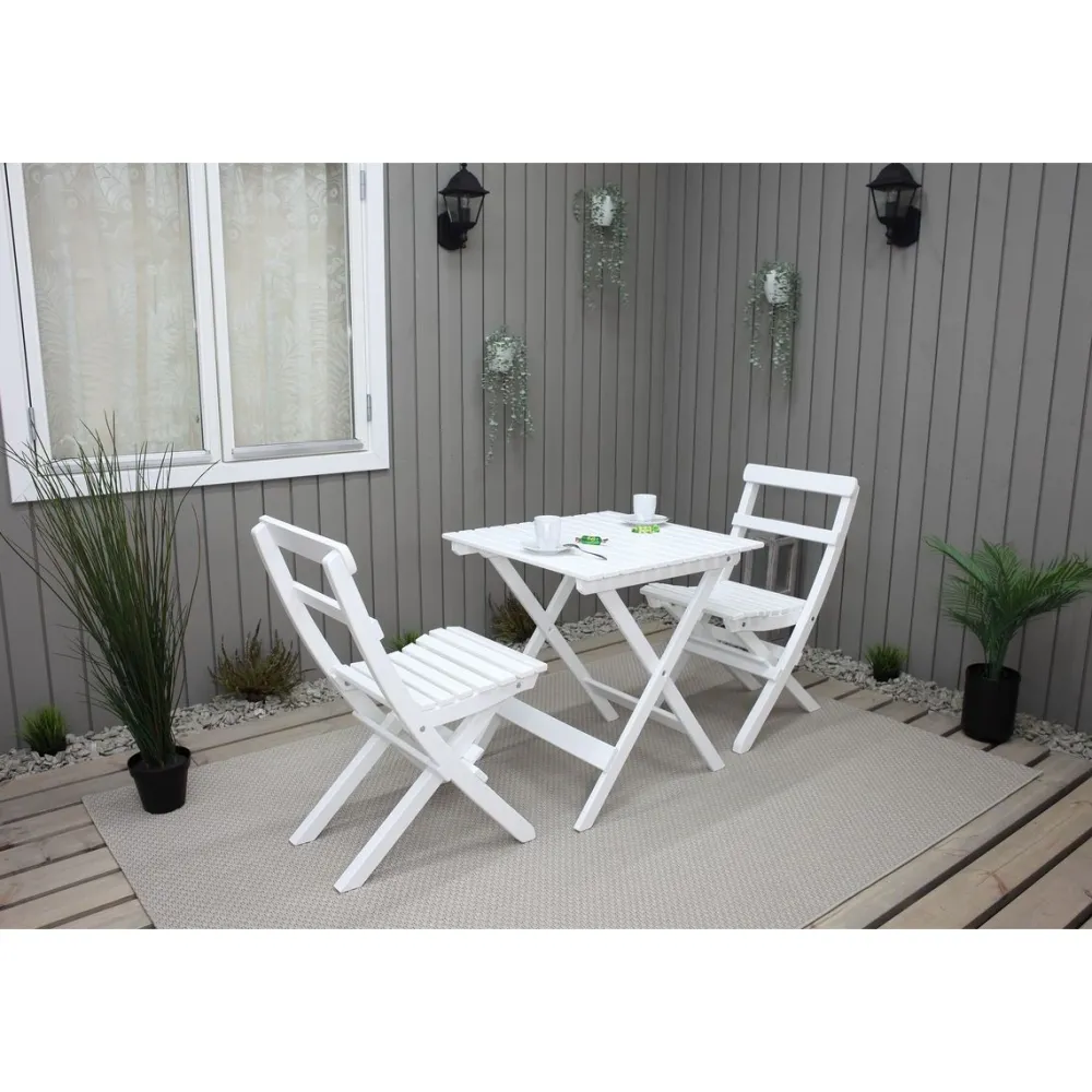 Best Baltic Garden Parvekesetti Wilma 65x65cm pöytä + 2 Knohult tuolia musta