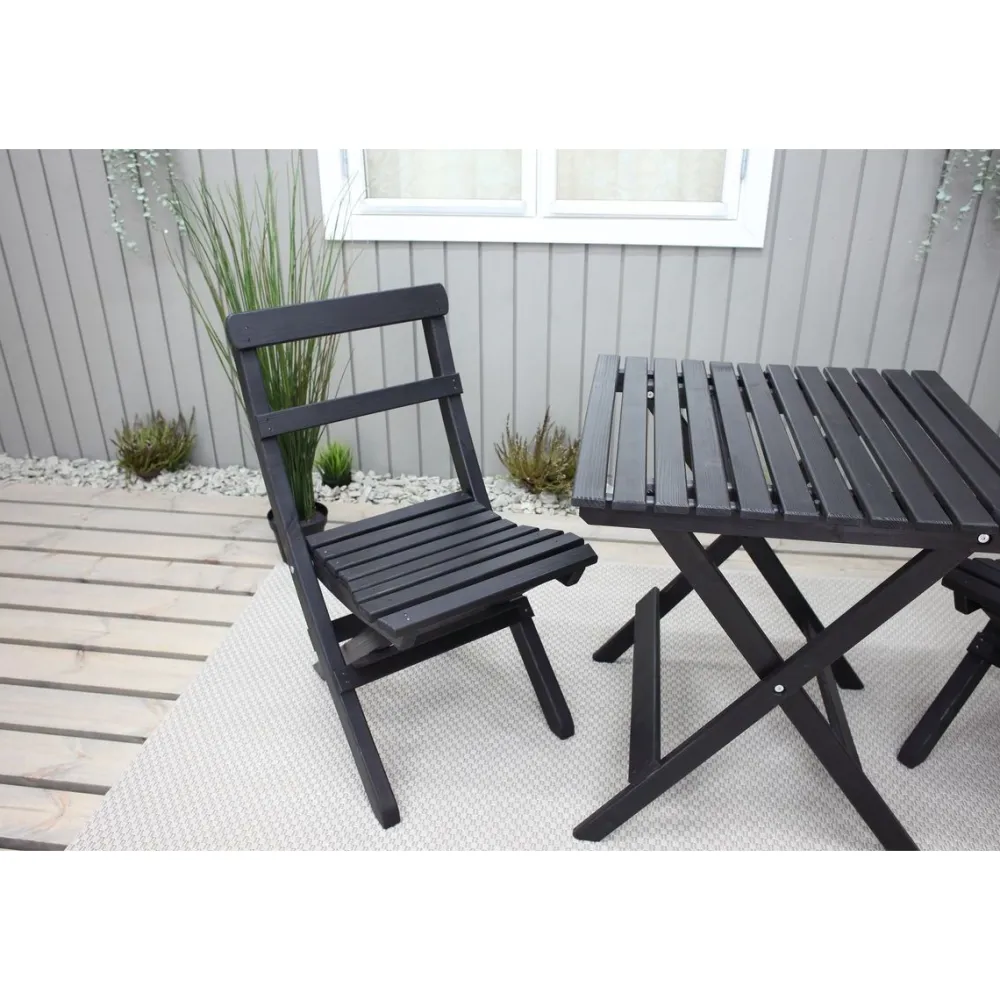 Best Baltic Garden Parvekesetti Wilma 65x65cm pöytä + 2 Knohult tuolia musta