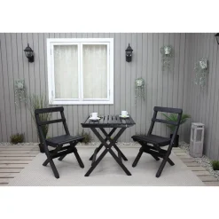 Best Baltic Garden Parvekesetti Wilma 65x65cm pöytä + 2 Knohult tuolia musta