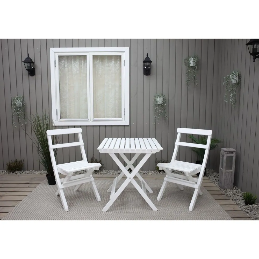 Best Baltic Garden Parvekesetti Wilma 65x65cm pöytä + 2 Knohult tuolia musta