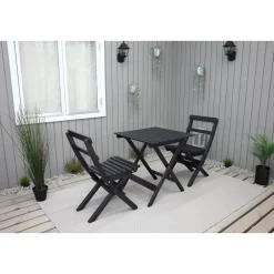 Best Baltic Garden Parvekesetti Wilma 65x65cm pöytä + 2 Knohult tuolia musta