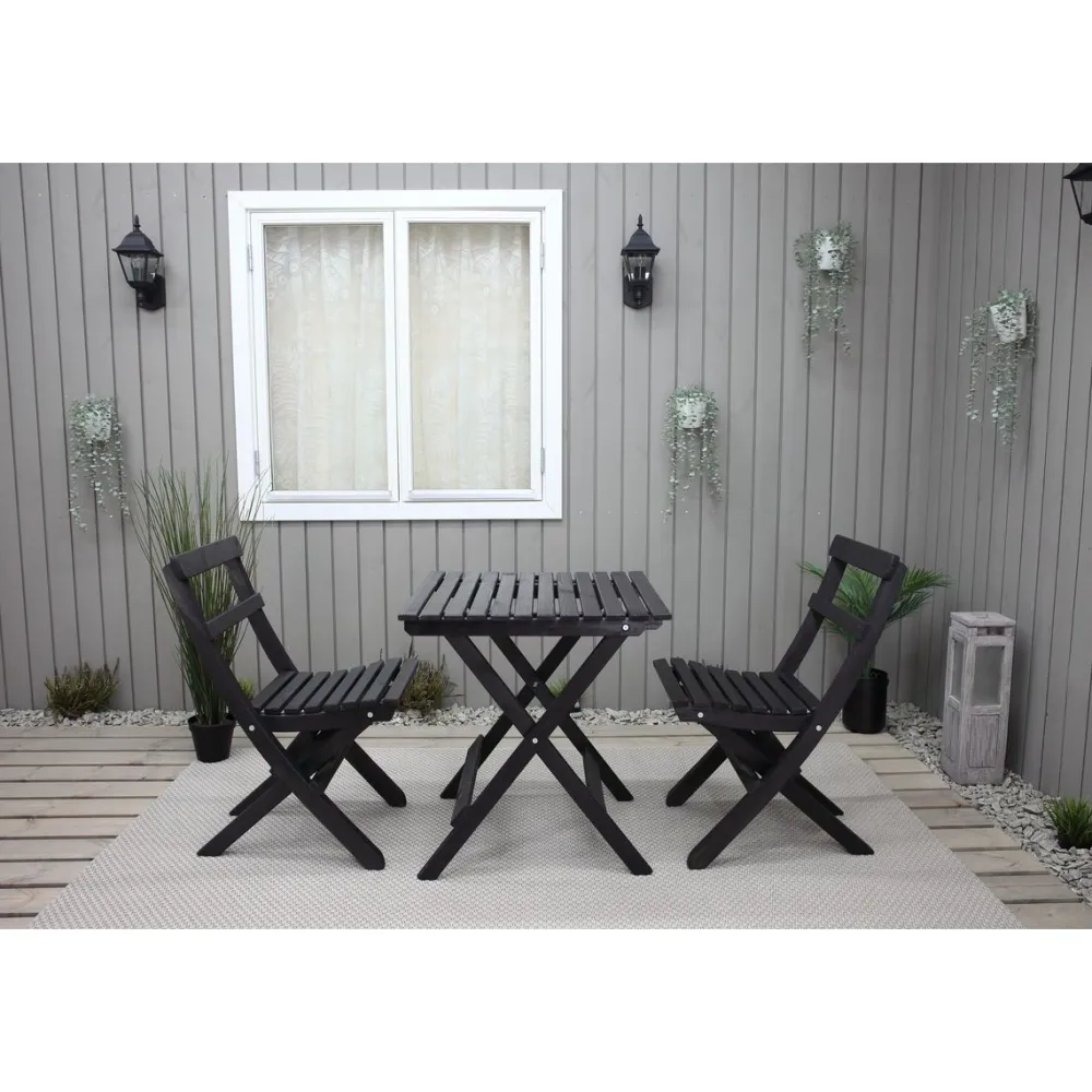 Best Baltic Garden Parvekesetti Wilma 65x65cm pöytä + 2 Knohult tuolia musta