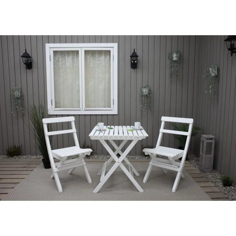 Best Baltic Garden Parvekesetti Wilma 65x65cm pöytä + 2 Knohult tuolia musta