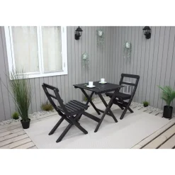 Best Baltic Garden Parvekesetti Wilma 65x65cm pöytä + 2 Knohult tuolia musta