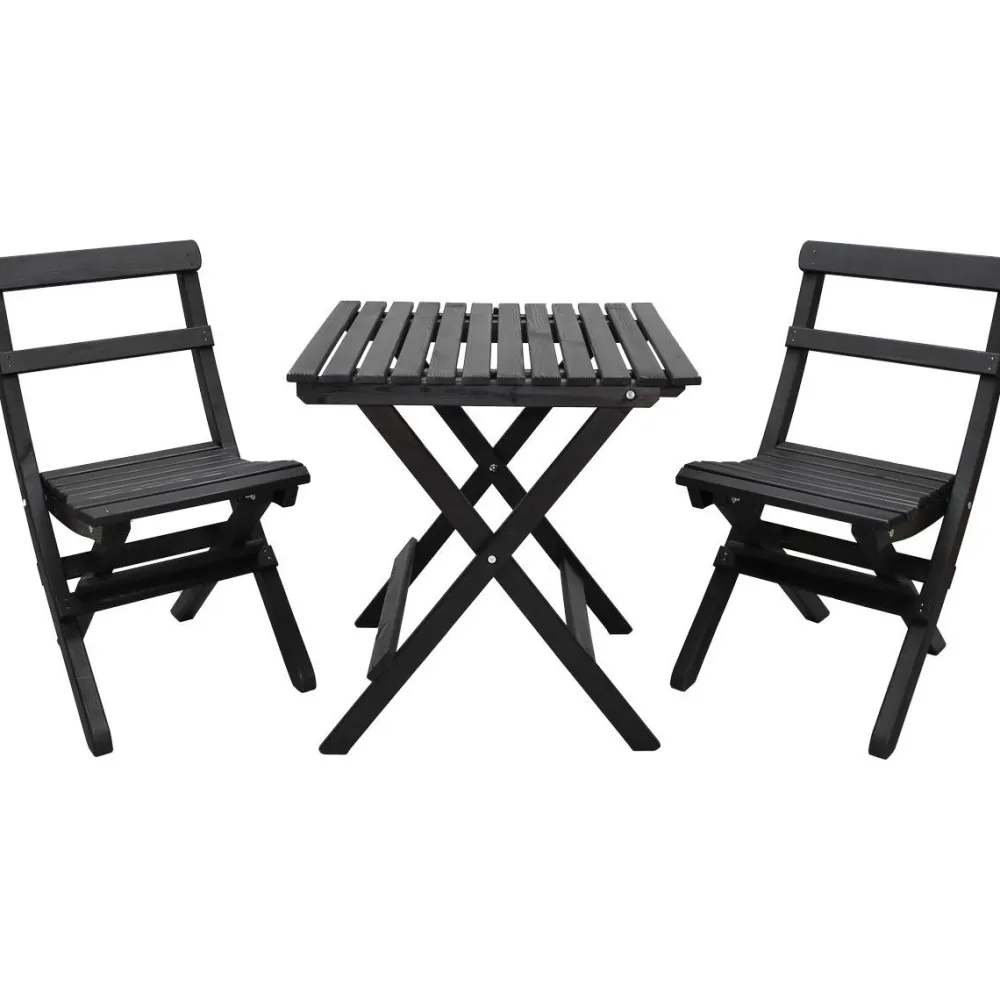 Best Baltic Garden Parvekesetti Wilma 65x65cm pöytä + 2 Knohult tuolia musta