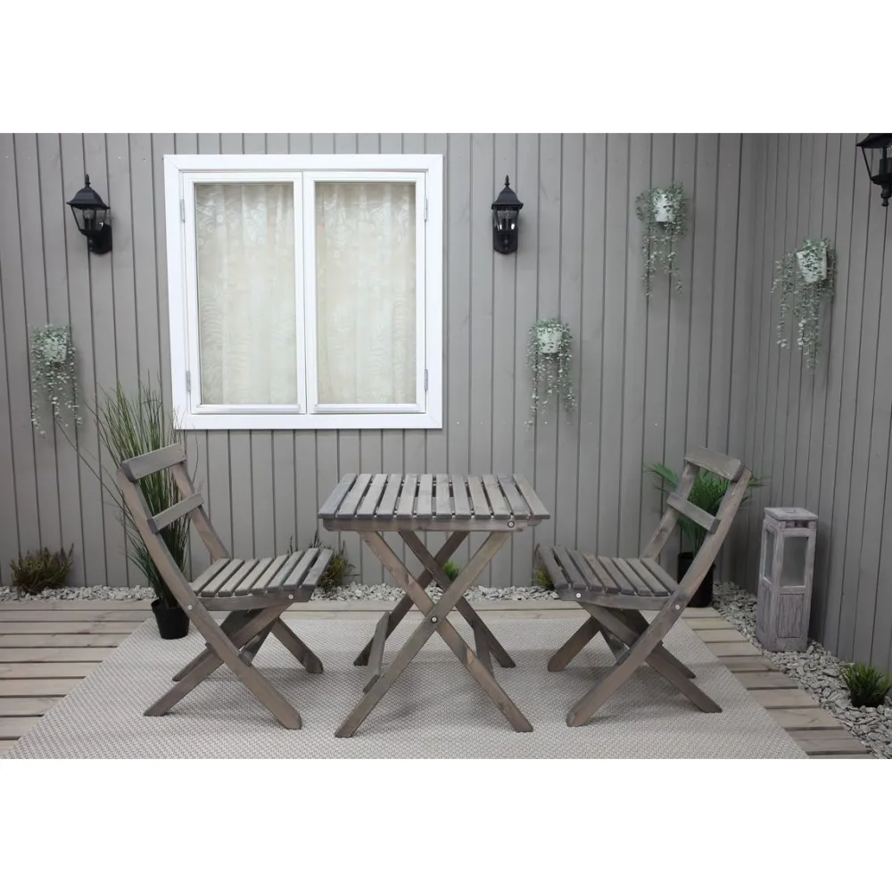 Best Baltic Garden Parvekesetti Wilma 65x65cm pöytä + 2 Knohult tuolia musta