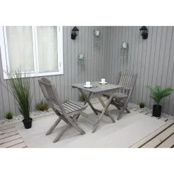 Outlet Baltic Garden Parvekesetti Wilma 65x65cm pöytä + 2 Visby tuolia harmaa