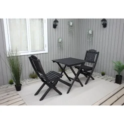Outlet Baltic Garden Parvekesetti Wilma 65x65cm pöytä + 2 Visby tuolia harmaa