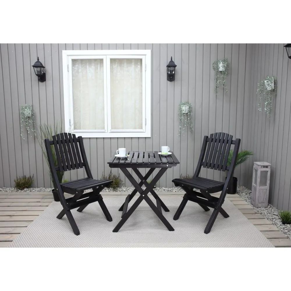 Outlet Baltic Garden Parvekesetti Wilma 65x65cm pöytä + 2 Visby tuolia harmaa