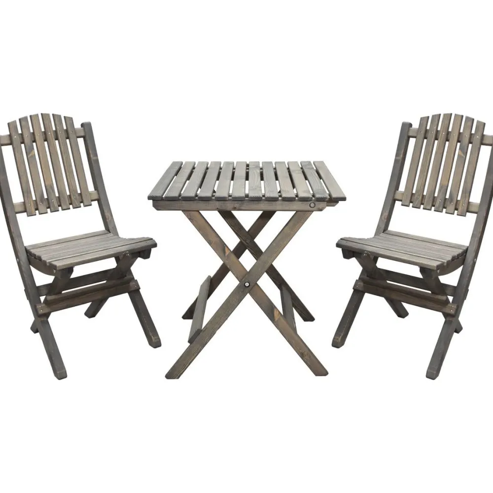 Outlet Baltic Garden Parvekesetti Wilma 65x65cm pöytä + 2 Visby tuolia harmaa