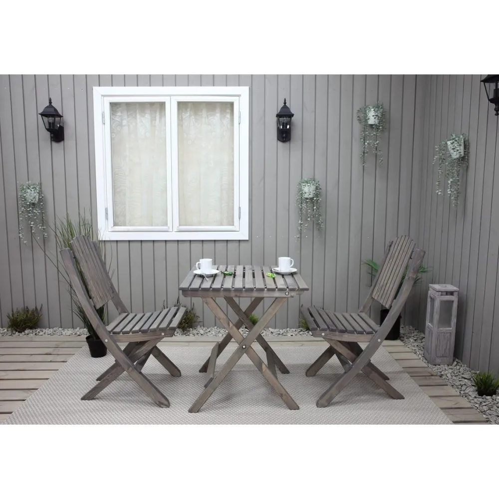 Outlet Baltic Garden Parvekesetti Wilma 65x65cm pöytä + 2 Visby tuolia harmaa