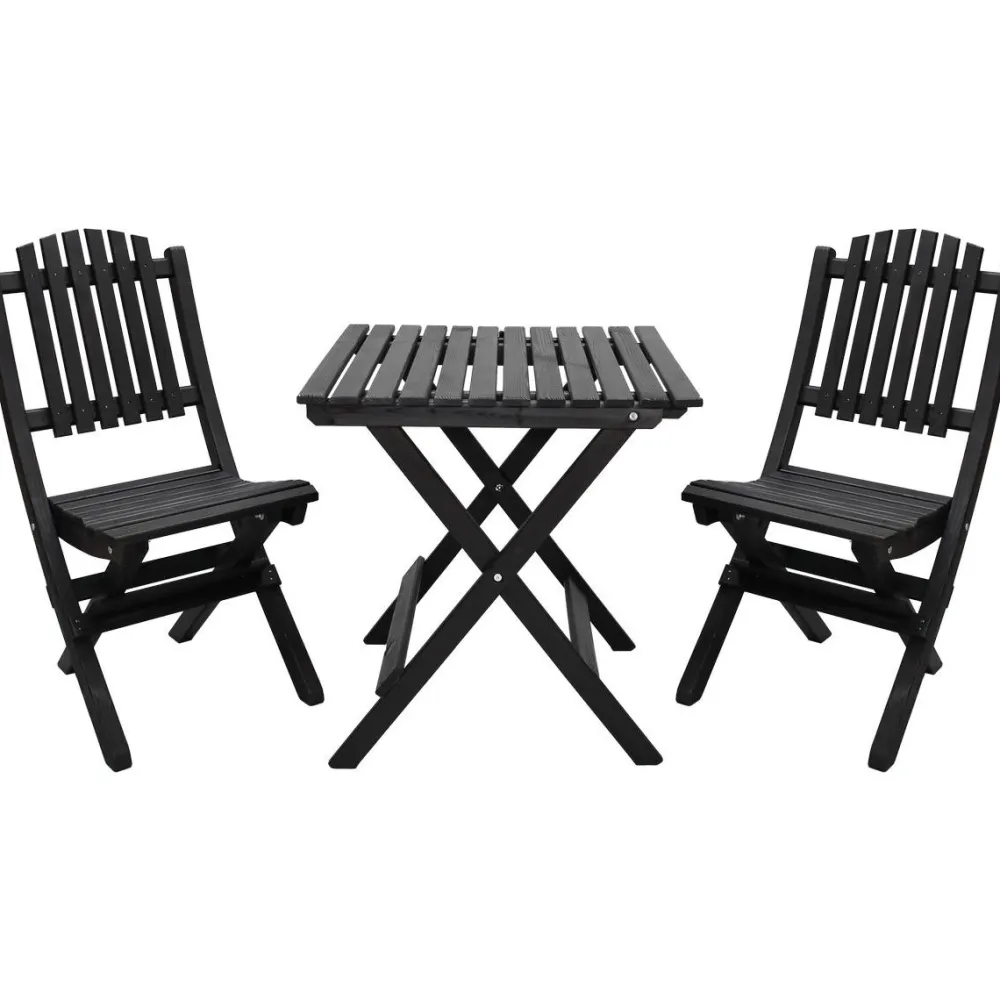 Outlet Baltic Garden Parvekesetti Wilma 65x65cm pöytä + 2 Visby tuolia harmaa