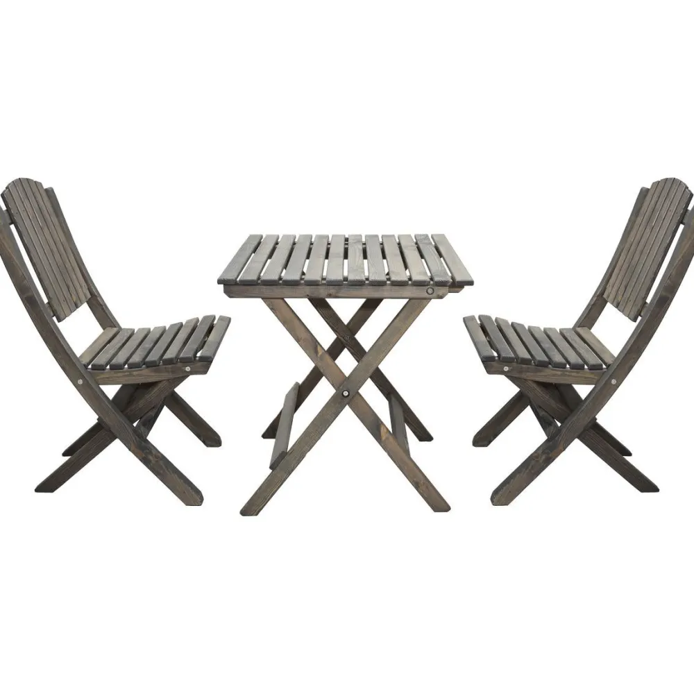 Outlet Baltic Garden Parvekesetti Wilma 65x65cm pöytä + 2 Visby tuolia harmaa