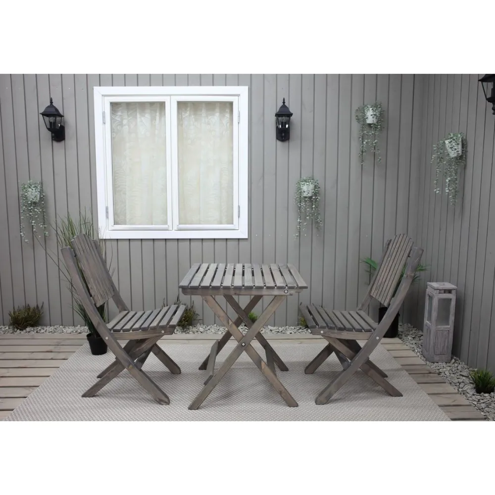 Outlet Baltic Garden Parvekesetti Wilma 65x65cm pöytä + 2 Visby tuolia harmaa