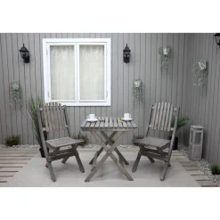 Outlet Baltic Garden Parvekesetti Wilma 65x65cm pöytä + 2 Visby tuolia harmaa