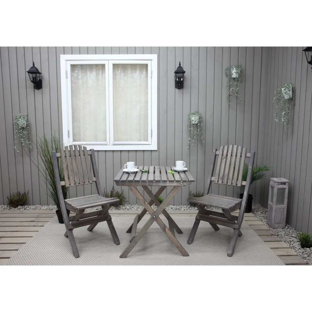 Outlet Baltic Garden Parvekesetti Wilma 65x65cm pöytä + 2 Visby tuolia harmaa