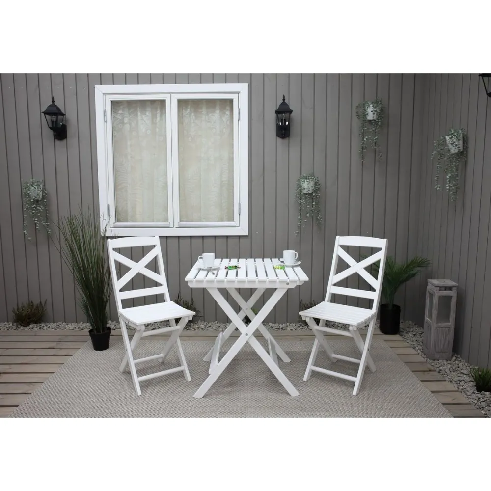 Best Baltic Garden Parvekesetti Wilma 65x65cm pöytä + 2 tuolia er värejäa