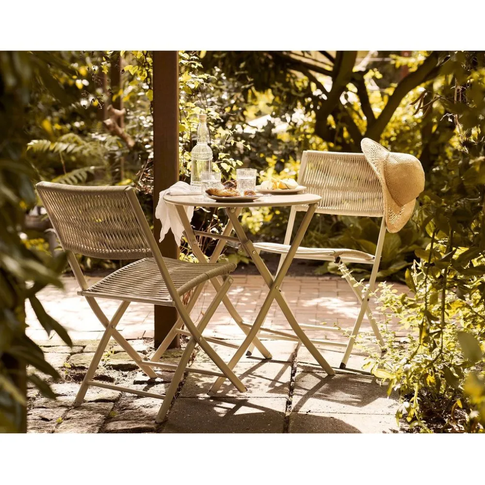 Hot House Nordic Parvekesetti Arcas, ø60cm pöytä + 2 tuolia, taupe