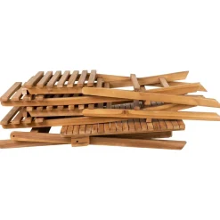 Discount House Nordic Parvekesetti Cuenca, 2 tuolia + pöytä, kokoontaitettava, tiikki, ruskea