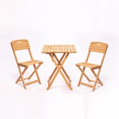 Discount Linento Garden Parvekesetti MY003, 2 tuolia + pöytä, kokoontaittuva, ruskea