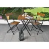 Linento Garden Parvekesetti Bistro Set 3, 2 tuolia + pöytä, kokoontaittuva, musta/pähkinä