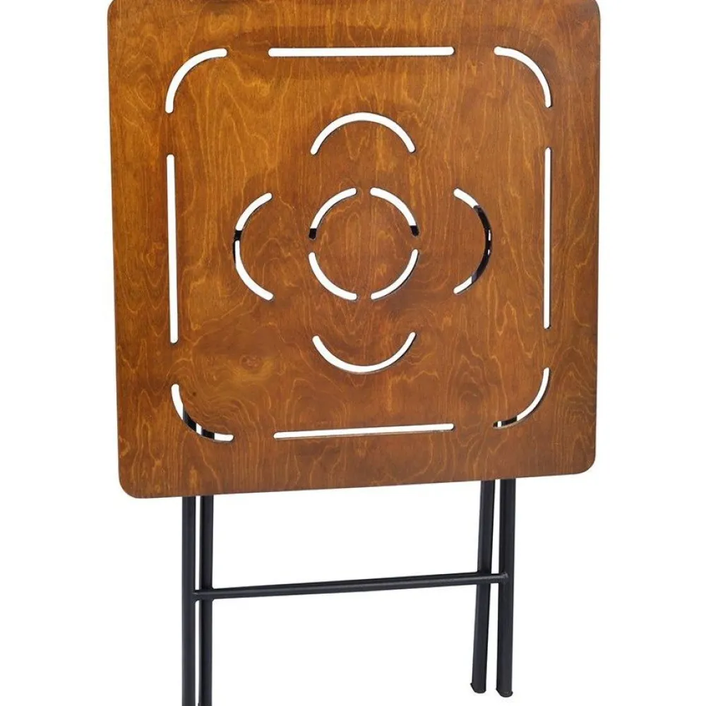 Linento Garden Parvekesetti Bistro Set 3, 2 tuolia + pöytä, kokoontaittuva, musta/pähkinä