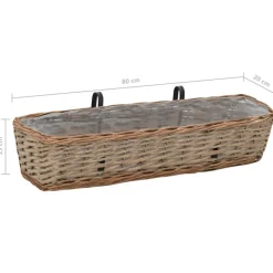 FinePRICE Parvekkeen kukkalaatikko 2 kpl paju PE-vuori 80 cm