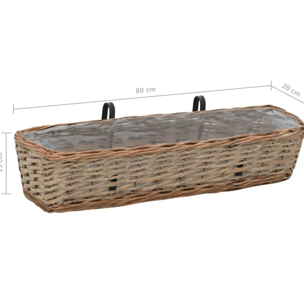 FinePRICE Parvekkeen kukkalaatikko 2 kpl paju PE-vuori 80 cm