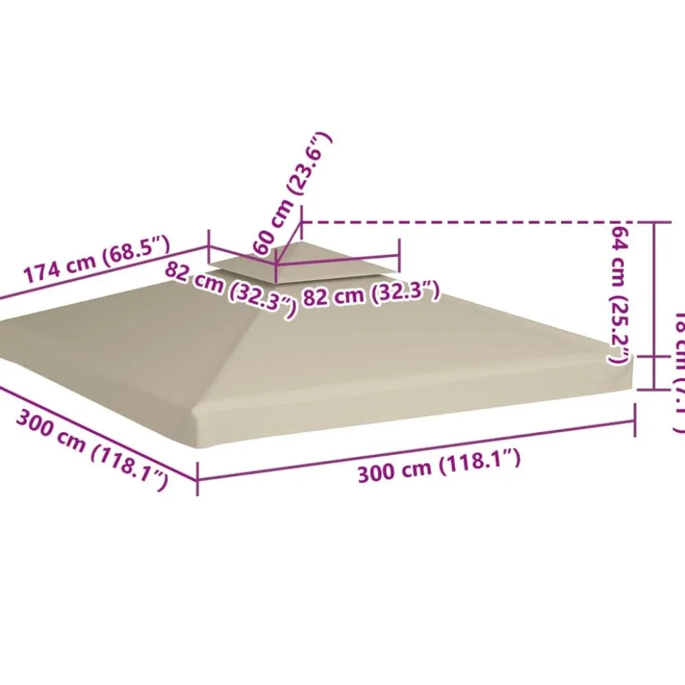 New FinePRICE Paviljongin kangaskatto 310g/m² beige 3x3m