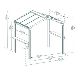 Discount Palram-Canopia Paviljonki Austin, 4.3m², 1.8x2.4m, harmaa
